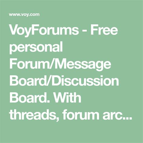 Free Message Boards and Online Forums at VoyForums